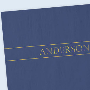 Navy Blue & Gold Name Surname or Business  Tissue Paper
