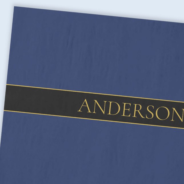 Navy Blue & Gold Name Surname or Business  Tissue Paper (Creator Uploaded)