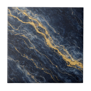 Navy Blue & Gold Natural Marble – Luxury Tile