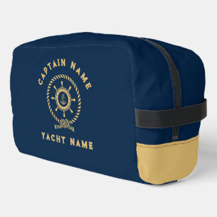 Navy Blue Gold Nautical Boat Wheel Knot Dopp Kit