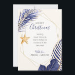 Navy Blue Gold Palm Tree Tropical Beach Christmas Holiday Card<br><div class="desc">Nautical Boutique Co.'s navy blue and gold Christmas holiday card features watercolor navy and gold tropical greenery and is accented with a pretty watercolor starfish. The text is whimsical hand-lettering paired with modern block typography. The purple / navy, gold, and creamy ivory are reminiscent of tropical beach holidays. Easily customize...</div>
