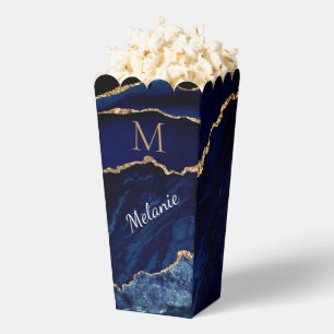 Navy Blue Gold Personalized Popcorn Box