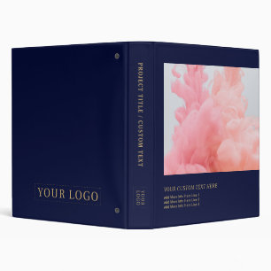 Navy Blue & Gold Photo Business Logo Promotional Binder