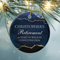 Navy Blue Gold Retirement Personalized Christmas