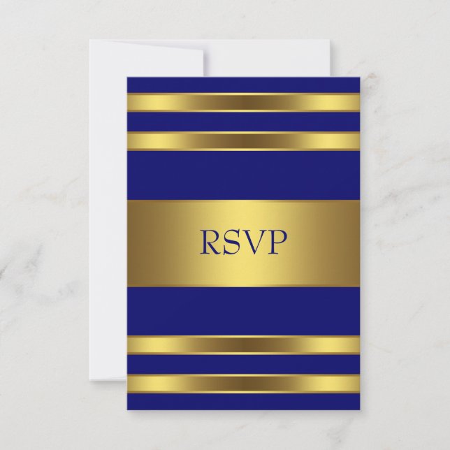 Navy Blue Gold RSVP (Front)