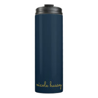 Navy Blue Gold Script | Stylish Monogram Modern
