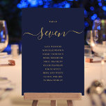 Navy Blue Gold Script Table Number Seating Chart<br><div class="desc">These elegant navy blue and gold signature script double-sided table number seating chart cards are perfect for all celebrations. Designed by Thisisnotme©</div>