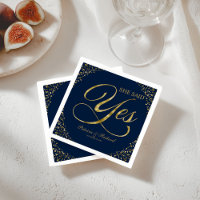 Navy Blue Gold She Said Yes Engagement Party