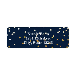 Navy Blue & Gold Shiny Confetti Dots Chic Modern