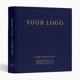 Navy Blue & Gold Simple Business Logo Promotional Binder