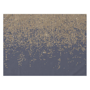 Navy Blue Gold Sparkly Glitter Ombre Tablecloth