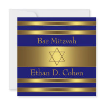 Navy Blue Gold Star of David Bar Mitzvah