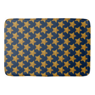 Navy Blue Gold Stars Home Decor Bath Mat