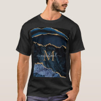 Navy Blue Gold T-Shirt with Custom Name and Letter
