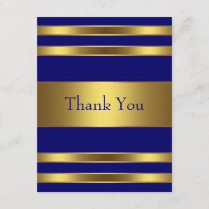 Navy Blue Gold Thank You Card