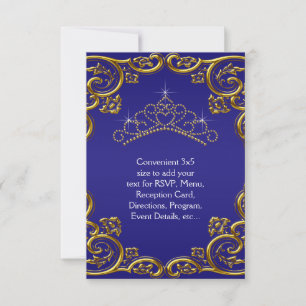 Navy Blue Gold Tiara RSVP All Purpose Card