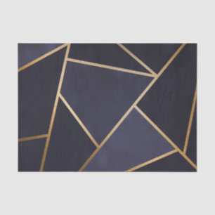 Navy Blue Gold Triangles Geometric Elegant Classy Tissue Paper