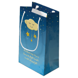 Navy Blue Gold Twinkle Little Star Small Gift Bag