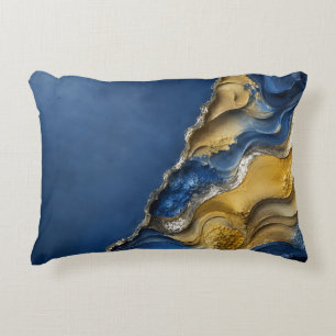 Navy Blue Gold Unique Home Decor Gift Accent Pillow