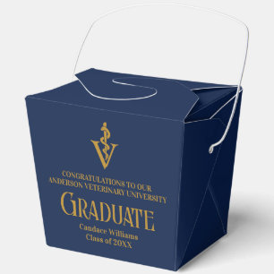 Navy Blue Gold Veterinary School Graduate Fortune Favor Box