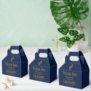 Navy Blue Gold Veterinary School Graduation Party Favor Box