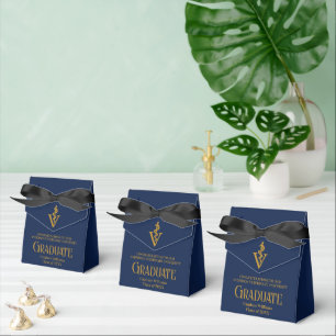 Navy Blue Gold Veterinary School Graduation Party Favor Box