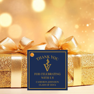 Navy Blue Gold Veterinary School Graduation Party Favour Tags
