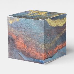 Navy Blue & Gold Watercolor Marble Modern Abstract Favor Box