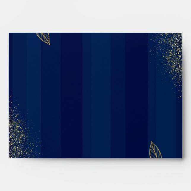 Navy Blue Gold Wedding Envelope Liner (Front)