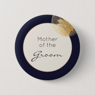 Navy Blue Gold Wedding Mother of the Groom 2 Inch Round Button