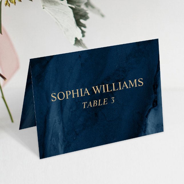 Navy Blue & Gold Wedding Table Card (Creator Uploaded)