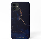 Navy Blue Golden Marble