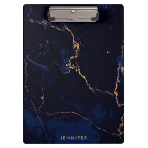 Navy Blue Golden Marble Clipboard