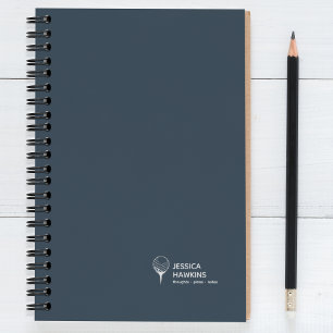 Navy Blue Golf Ball on Tee Personal Notebook