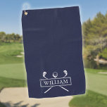 Navy Blue Golf Clubs And Ball Personalized Name Golf Towel<br><div class="desc">Personalize the name to create a great golf gift and keepsake. Designed by Thisisnotme©</div>