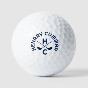 Navy Blue Golf Clubs, Custom Name  Balls