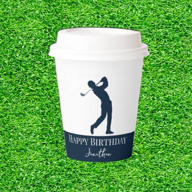 Navy Blue Golfer Party Experience Paper Cups (Sip in Style: Elevate Every Tee!)