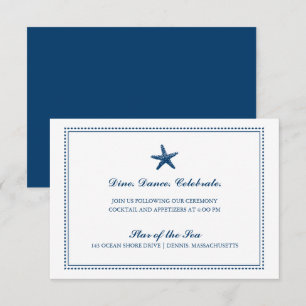 Navy Blue Graceful Starfish Wedding Details Invitation
