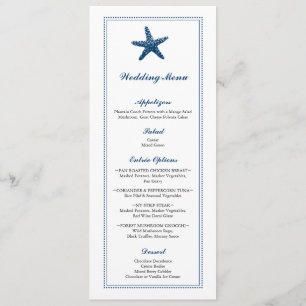 Navy Blue Graceful Starfish Wedding Menu