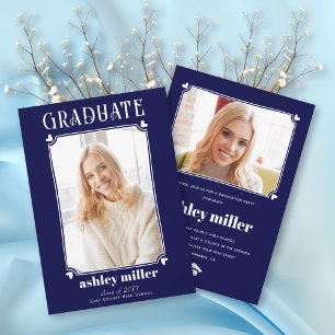 Navy blue GRADUATE Class Of 2025 graduation   Invitation
