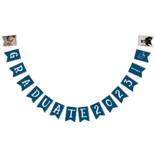 Navy Blue Graduation 2023 photo bunting banner