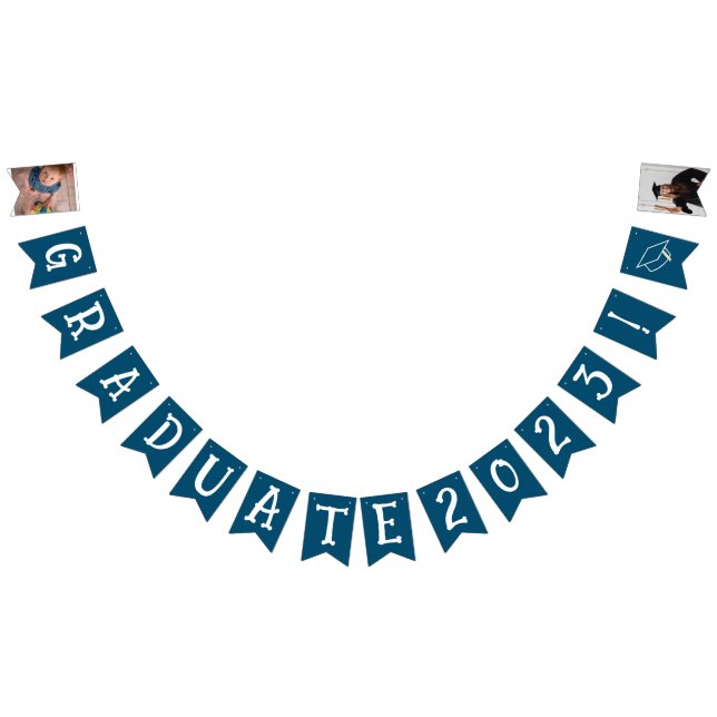 Navy Blue Graduation 2023 photo bunting banner (All)