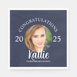 Navy Blue Graduation Congratulations Photo Napkin