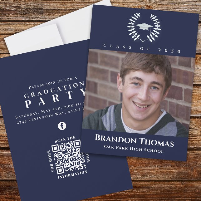 Navy Blue Graduation Party Photo Template (Creator Uploaded)
