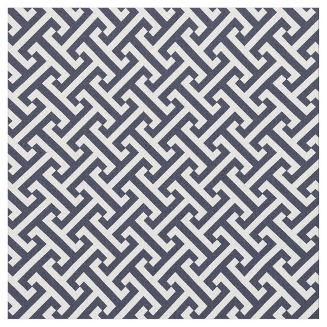 Navy Blue Greek Key Pattern Fabric (Close Up)