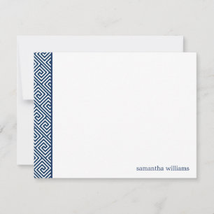 Navy Blue Greek Key Pattern Thank You Notes