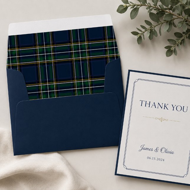 Navy Blue Green Plaid Tartan Envelope Liner (Creator Uploaded)