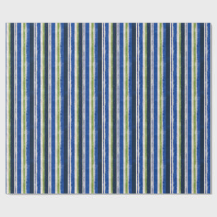 Navy Blue Green Preppy Stripe Bands Wrapping Paper