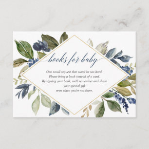 Navy blue greenery foliage book request enclosure card