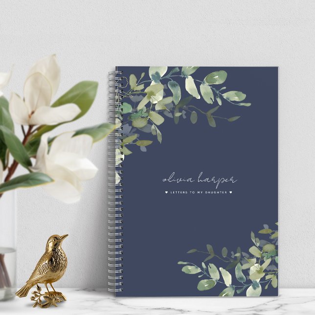 Navy Blue Greenery Letters to Daughter Keepsake Notebook (Navy Blue Greenery Letters to Daughter Keepsake Notebook)